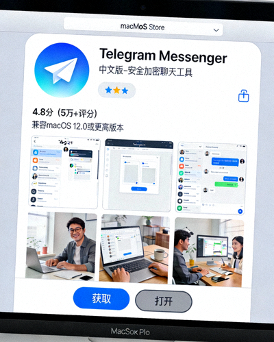 macOS系统App Store中Telegram中文版的应用详情页面截图
