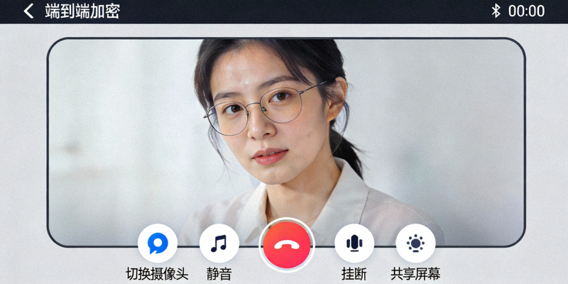 Telegram中文版端到端加密视频通话功能界面截图，展示清晰的视频画面和通话控制按钮