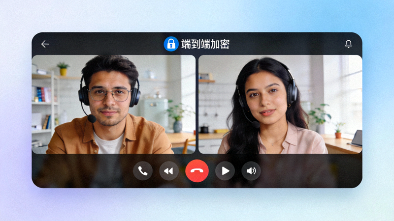 Telegram中文版进行端到端加密视频通话时的界面截图，显示加密状态标志和清晰的视频画面