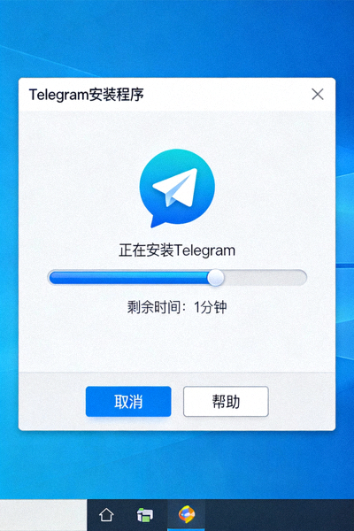 Windows系统上Telegram中文版安装程序的运行界面截图，显示安装进度条